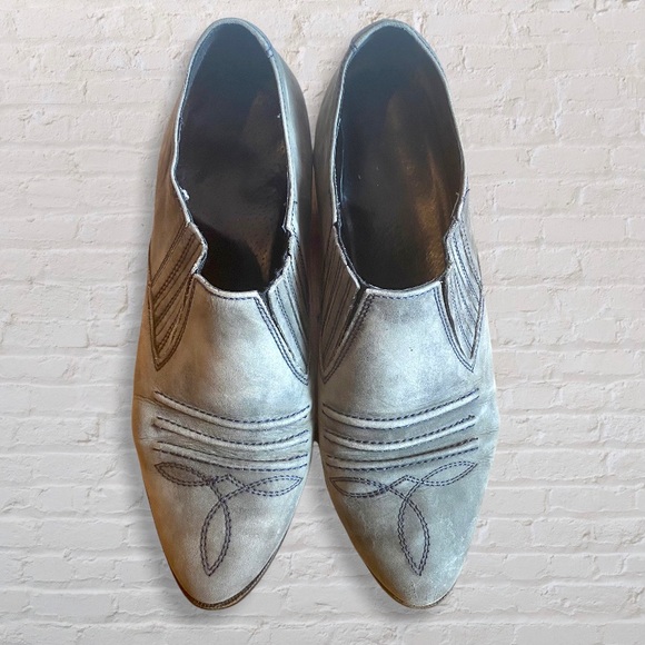 Aldo Leather Cowboy Ankle Booties Grey - Picture 1 of 10